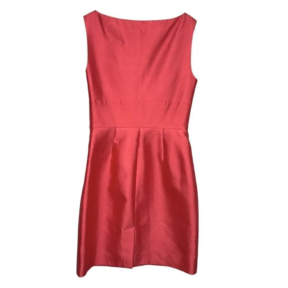 Kate Spade Mina Dress Size 8 Strawberry Silk Sleeveless Bow Waist Party Cocktail